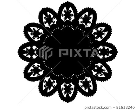 Monochrome circle lace material black 2 (white background) 81638240