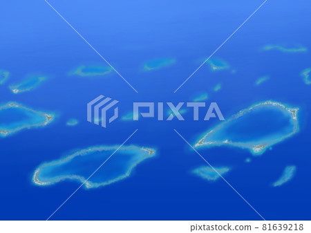 環礁珊瑚島珊瑚環藍海鳥瞰圖 81639218
