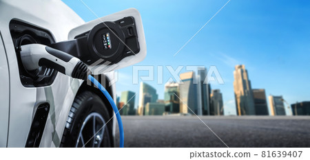 EV charging station for electric car in concept of green energy and eco power 81639407