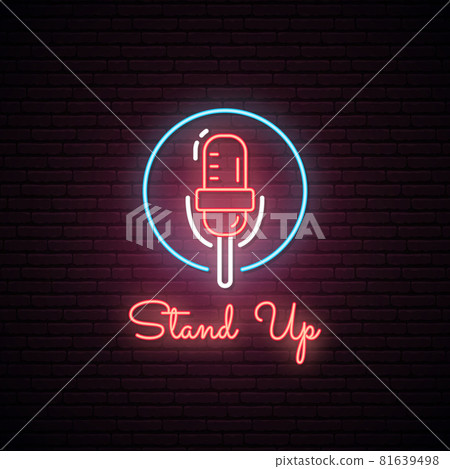 Neon microphone icon Neon microphone icon 81639498