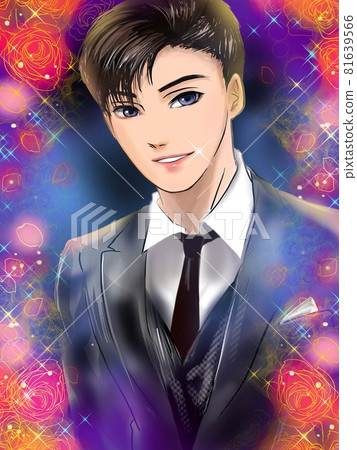 A portrait of a refreshing handsome guy with black hair wearing a shojo manga black tie A portrait of a refreshing handsome guy with black hair wearing a shojo manga black tie 81639566