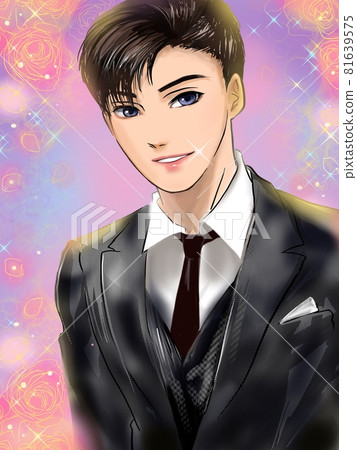 黑頭髮 打著少女漫畫黑色領帶的清爽帥哥的畫像 插圖素材 圖庫 黑頭髮 打著少女漫畫黑色領帶的清爽帥哥的畫像 插圖素材 圖庫