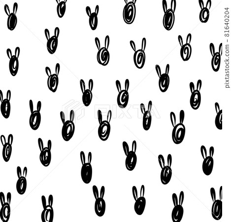 Happy easter simple, hand drawn bunny rabbit pattern vector illustration 81640204