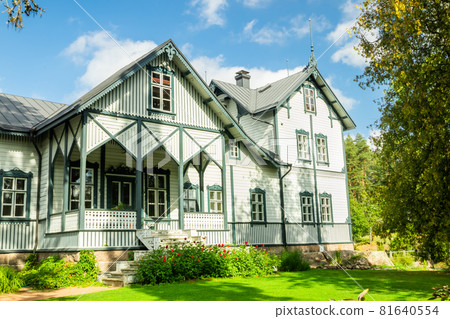 Kouvola, Finland - 2 September 2019: The owners residence in Verla at Jaala, Kouvola, Finland, is a well preserved 19th century mill village and a UNESCO World Heritage site. 81640554