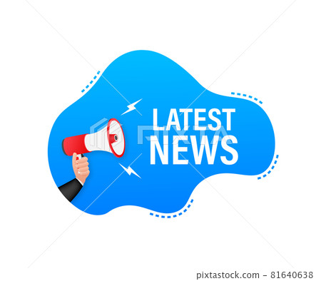 Hand Holding Megaphone with Exciting news. Megaphone banner. Hand Holding Megaphone with Exciting news. Megaphone banner. 81640638
