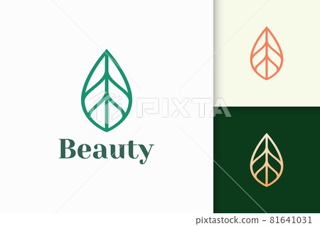 Leaf or plant logo in simple line shape represent beauty and health 81641031