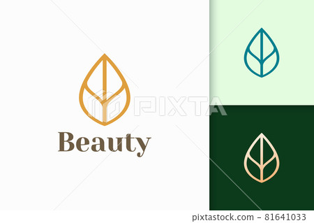 Leaf or plant logo in simple line shape for spa or beauty business 81641033