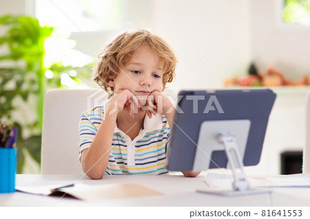 Online remote learning. School kids with computer. Online remote learning. School kids with computer. 81641553