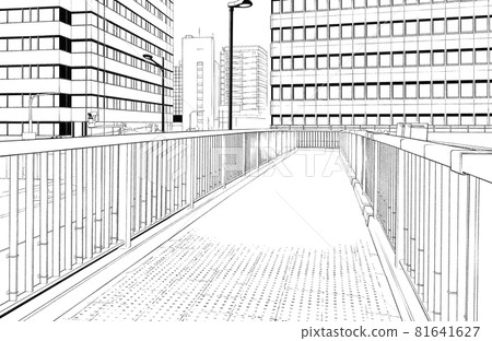 卡通風格鋼筆劃插畫辦公區_人行天橋 81641627