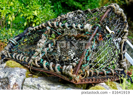 Vintage trawl - Close up of fish trap for lobster and crab fishing 81641919