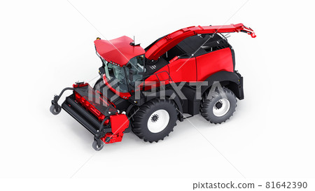 Red modern combine on a white background. 3d rendering. 81642390