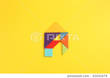 Wooden blocks symbol a isolated in yellow background Wooden blocks symbol a isolated in yellow background 81642674