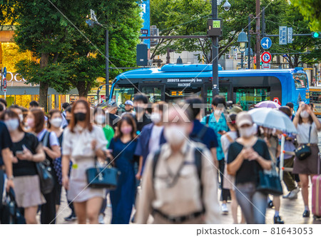 日本東京城市景觀 5534 人 過去第二個。全國人數最多的25156人...超爆人...=8月19日，澀谷站前 81643053