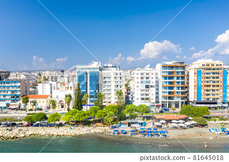 Cyprus. Drone shot of Limassol seafront 81645018