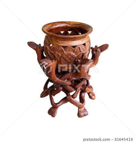 Wooden vase stand (white background) Wooden vase stand (white background) 81645419