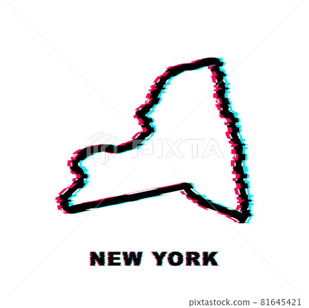 New York state map outline glitch icon. Vector illustration. 81645421
