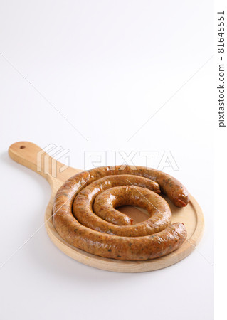 Local Northern Thai food , Northern Thai spicy sausage street food isolated in white background Local Northern Thai food , Northern Thai spicy sausage street food isolated in white background 81645551
