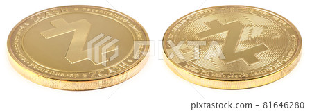 Golden zcash isolated on white background. (Two clipping path) Golden zcash isolated on white background. (Two clipping path) 81646280
