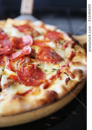 pepperoni pizza in close up pepperoni pizza in close up 81646609