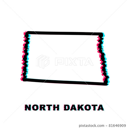 North Dakota state map outline glitch icon.... - Stock Illustration ...
