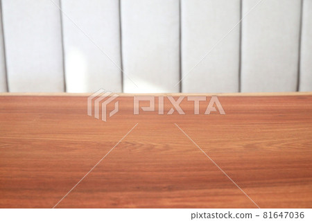 Desk table with long chair background in cafe 81647036