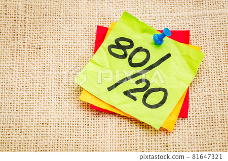 Pareto principle on sticky note Pareto principle on sticky note 81647321