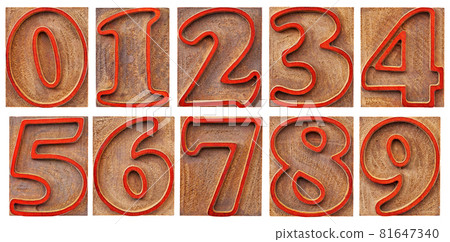 numbers in outlined letterpress type numbers in outlined letterpress type 81647340