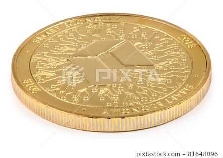 Golden neo isolated on white background. (clipping path) 81648096
