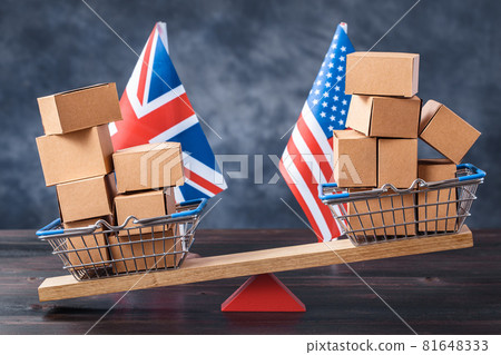 US and United Kingdom trade balance concept 81648333