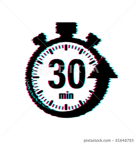 The 30 minutes, stopwatch vector icon. Glitch icon. Stopwatch icon in flat style, timer. Vector illustration. 81648783