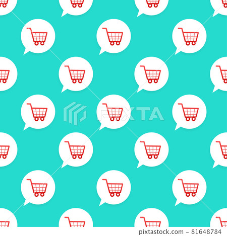 Shopping Cart icon pattern on green background. Vector illustration. 81648784