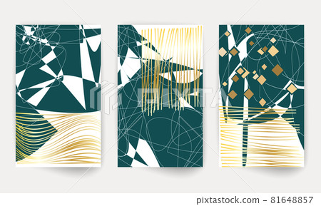 Modern abstract painting. Set of geometric shapes. Abstract hand drawn watercolor effect design elements. 81648857