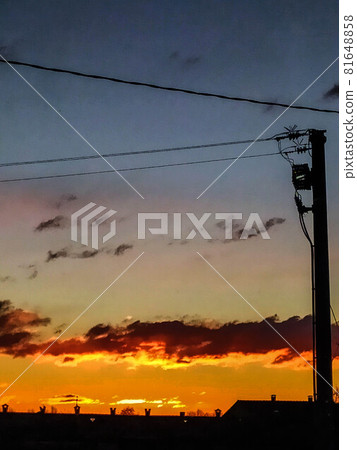 Sunset on the Padana plain near the Po river, Italy 81648858