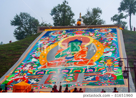 Unveiling of the large Thangka at Ta'er Monastery, Xining, Qinghai Province, China 81651960