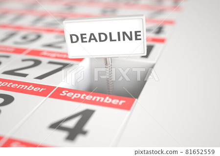 DEADLINE plate on August 28 in a calendar, 3d rendering DEADLINE plate on August 28 in a calendar, 3d rendering 81652559
