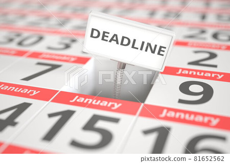 DEADLINE plate on January 8 in a calendar, 3d rendering 81652562