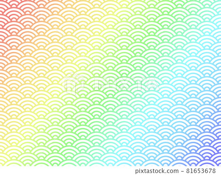 【日紋】漸變青海波浪紋背景A【彩虹色】 【日紋】漸變青海波浪紋背景A【彩虹色】 81653678