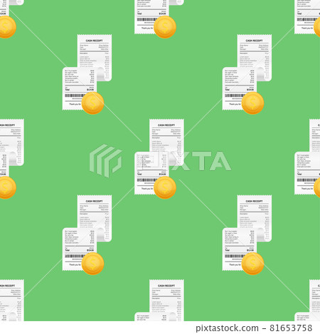 Receipts of realistic payment paper bills pattern for cash or credit card transaction. Vector stock illustration. Receipts of realistic payment paper bills pattern for cash or credit card transaction. Vector stock illustration. 81653758