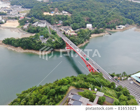 Aerial view of Matsushima Bridge, the fifth of the Amakusa Five Bridges 81653825