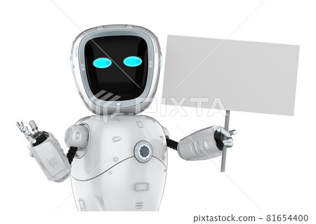 cyborg or robot assistant with white blank paper cyborg or robot assistant with white blank paper 81654400