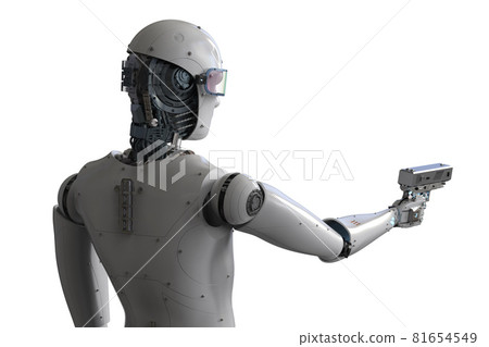 robot or cyborg hold gun 81654549