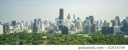 Public park and high-rise buildings cityscape in metropolis city center 81654784