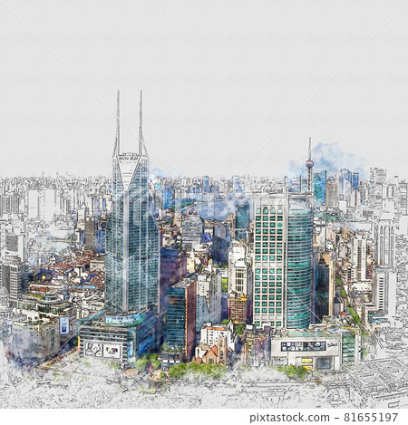 Beautiful Abstract watercolor sketch of buildings 81655197