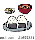 [手繪鋼筆劃線] Food_Onigiri和味噌湯 81655221