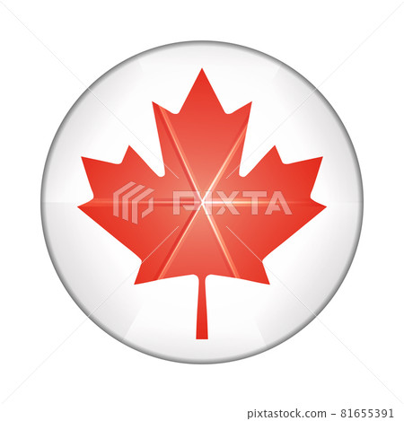 Glass light ball with flag of Canada. Round sphere, template icon. Canadian national symbol. Glossy realistic ball, 3D abstract vector illustration highlighted on a white background. Big bubble. 81655391