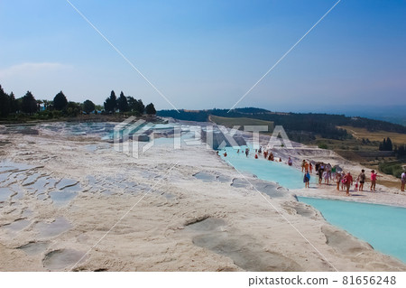 Travertines in Turkey. Calcite cliff of Pamukkale. Travertines in Turkey. Calcite cliff of Pamukkale. 81656248
