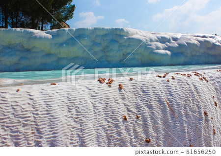 Travertines in Turkey. Calcite cliff of Pamukkale. Travertines in Turkey. Calcite cliff of Pamukkale. 81656250