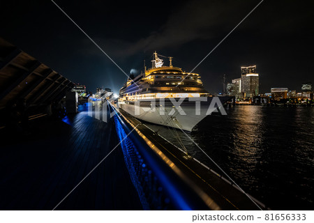 Night view of the Osanbashi International Passenger Terminal in Yokohama Port, Asuka II Night view of the Osanbashi International Passenger Terminal in Yokohama Port, Asuka II 81656333
