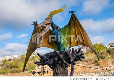 Sculpture of a pterodactyl in Fantasy park of Uman, Ukraine 81657262