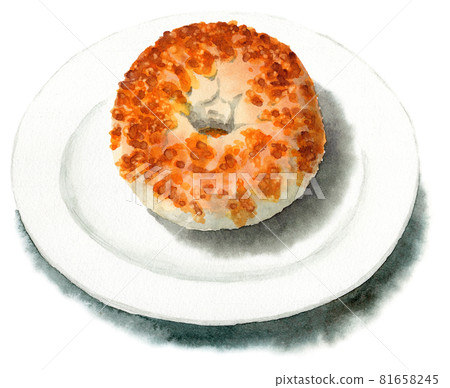 Analog watercolor cheese bagels Analog watercolor cheese bagels 81658245